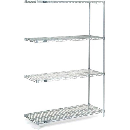 Nexel Stainless Steel, 5 Tier, Wire Shelving Add-On Unit, 54W x 24D x 63H A24546S5